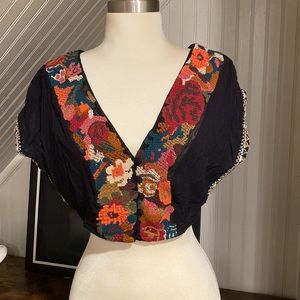 Free People Embroidered Crop Top Size 0/Small